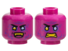 Minifigure, Head Dual Sided Black Eyebrows, Dark Purple Brow Furrow, Spots, Fur, Bright Light Blue Eye Left, Yellow Eye Right and Teeth, Open Smile / Scowl Pattern