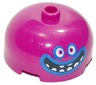Brick, Round 3 x 3 x 1 1/3 Dome Top - Open Stud with Face, White Eyes and Teeth and Black Open Mouth Wide Smile with Blue Outlines Pattern