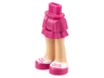 Mini Doll Hips and Skirt Layered, Light Nougat Legs and Magenta Shoes with White Tops and 2 Magenta Laces Pattern - Thick Hinge