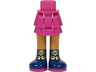Mini Doll Hips and Skirt Layered, Medium Nougat Legs and Dark Blue Boots with Magenta Soles and Gold Filigree Pattern - Thick Hinge