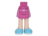 Mini Doll Hips and Skirt, White Stripes, Light Nougat Legs and Medium Azure Shoes Pattern - Thick Hinge