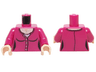 Torso Female Outline, Cardigan Sweater, Undershirt with Dark Pink Dots and Silver Star Pendant Pattern / Magenta Arms / Light Nougat Hands
