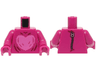 Torso Suit with Fur and Dark Pink Heart, Metallic Pink Zipper on Back Pattern (BAM) / Magenta Arms / Magenta Hands