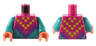 Torso Pixelated Lime and Dark Purple Triangle Scarf / Poncho over Dark Turquoise Shirt Pattern / Dark Turquoise Arms / Nougat Hands