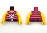 Torso Tank Top with Coral Stripes and Sun, Silver Shark, Reddish Brown Belt with Buckle, Yellow Neck and Shoulders Pattern / Yellow Arms / Yellow Hands