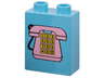 Duplo, Brick 1 x 2 x 2 with Pink Telephone with Yellow Buttons Pattern
