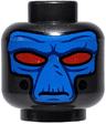 Minifigure, Head Alien with SW Duros Blue Face, Dark Blue Facial Lines, Large Red Eyes, Frown, and Black Breathing Tube Ports Pattern