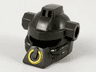 Minifigure, Headgear Helmet with Holes on Sides for Accessories, Protruding Mouth Guard with Gold Ring Pattern