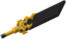 Minifigure, Weapon Sword with Pommel with Molded Pearl Gold Hilt with Flaming Dragon Head Pattern (Reveal Blade)