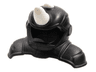 Minifigure, Headgear Helmet with Shoulder Pads with Molded White Rhinoceros Horns Pattern