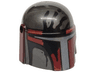 Minifigure, Headgear Helmet with Holes, SW Mandalorian with Dark Red and Dark Silver Visor and Black Handprint Pattern