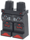 Hips and Legs with Silver Straps with Dark Bluish Gray Pouches, Red Knee Pads and Toes Pattern