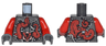 Torso Ninjago Metallic Silver Armor with Clock and Large Red Snake with White Fangs on Back Pattern / Red Arms / Dark Bluish Gray Hands