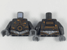 Torso SW Armor Metal Plates with Orange Rust Stains and White Wires on Silver Abdomen Pattern / Pearl Dark Gray Arms / Dark Bluish Gray Hands