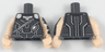 Torso Armor with Silver Shoulders, Trim and Contour Lines, Thin Sash Pattern / Light Nougat Arm Left with Dark Silver Armor Pattern / Light Nougat Arm Right / Light Nougat Hands