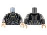 Torso Female Armor, Silver Plates, Gold Trim Pattern / Pearl Dark Gray Arms with Black Short Sleeves, Gold Circles Pattern / Light Nougat Hands