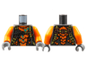 Torso Orange Breastplate, Olive Green Straps, Silver Snake Head and Tooth, Dark Turquoise Spots Pattern / Orange Arms / Dark Bluish Gray Hands