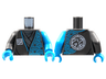 Torso Tunic, Dark Azure Arches, Ninjago Logogram Letter N, Core Logo on Back Pattern / Dark Azure Arm Left / Pearl Dark Gray Arm Right / Dark Azure Hands