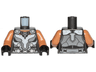 Torso Female Armor with Silver Plates Pattern (Valkyrie) / Medium Nougat Arms / Black Hands