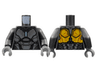 Torso Armor, Silver and Dark Bluish Gray Panels, Metallic Light Blue Rod Arc Reactor, Pearl Gold Trim on Back Pattern / Pearl Dark Gray Arms / Dark Bluish Gray Hands