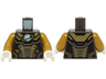 Torso Armor Suit with Gold Panels and Lines, Black, White and Medium Azure Classic Space Logo Pattern / Pearl Gold Arms / White Hands