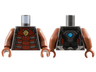 Torso Armor with Dark Red Plates, Gold Flame Ravager Logo, Dark Azure Circle on Back Pattern / Reddish Brown Arms / Reddish Brown Hands