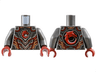 Torso Armor Plates, Red Wolf Head, Silver, Copper and Metallic Pink Lines and Trim Pattern / Pearl Dark Gray Arms / Dark Red Hands
