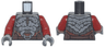 Torso Dark Silver Crude Plate Mail Armor, Dark Tan Laces and Spikes, Dark Brown and Reddish Brown Belts Pattern / Dark Red Arms / Dark Bluish Gray Hands