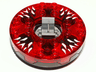 Turntable 6 x 6 x 1 1/3 Round Base Serrated with Trans-Red Top with Black and White Pattern (Ninjago Spinner)