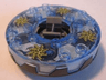 Turntable 6 x 6 x 1 1/3 Round Base Serrated with Trans-Medium Blue Top with Spiral Stars Pattern (Ninjago Spinner)