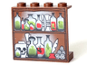 Panel 1 x 4 x 3 - Hollow Studs with Potions, Scrolls, and Skull on Shelves Pattern
