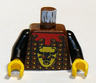 Torso Castle Knights Kingdom Bull's Head, Studded Armor, Red Collar Pattern / Black Arms / Yellow Hands