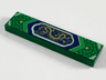 Tile 1 x 4 with Gold Dragon in Green Frame with Scales Pattern