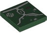 Tile 2 x 2 with SW Mandalorian Boba Fett Armor Plates with Light Bluish Gray Lines, Silver Battle Damage and Agrarian Emblem Pattern