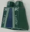 Lower Body, Skirt with Sand Green Hem, Dark Blue Dress and Silver Thistles Pattern