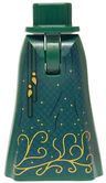 Mini Doll Hips and Skirt Full Length with Dark Blue Squares, Gold Tassels, Sparkles and Filigree Pattern - Thin Hinge