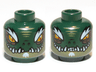Minifigure, Head Dual Sided Alien Chima Crocodile with Bright Light Orange Eyes, Olive Green Lower Jaw, White Bushy Eyebrows, Soul Patch, and Sharp Teeth, Wide / Narrow Eyes Pattern