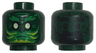 Minifigure, Head Dual Sided Green Eyebrows and Face Paint with Lime Highlights, Yellowish Green Eyes / Black Eyebrows, Goatee, and Eyes Pattern