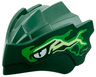 Dragon Head (Ninjago) with Stepped Top and Pin Hole on Back with White Eyes, Bright Green and Yellowish Green Energy Markings Pattern
