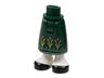 Mini Doll Hips and Skirt Long with Molded White Legs and Printed Gold and Dark Pink Flowers, Sand Green Trim and Black Shoes Pattern - Thick Hinge