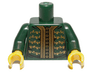 Torso Jacket with Gold Trim, Buttons and Floral Motif Pattern / Dark Green Arms / Yellow Hands