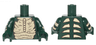 Torso Tan Bare Chest with Bones and Spikes Pattern / Dark Green Arms with Tan Stripes Pattern / Dark Green Hands