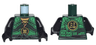 Torso Ninjago Armor with Green Straps and Black Sash with Golden Dragon Emblem Pattern / Black Arms / Black Hands