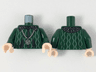 Torso Black Collar with Silver Stars, White Curvy Lines, Silver Locket with 'S' Pattern / Dark Green Arms / Light Nougat Hands
