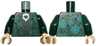 Torso Harry Potter Robe with Green and Medium Green Circles, Black Dress, Metallic Silver and Gold Medallion Pattern / Dark Green Arms / Light Nougat Hands
