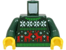 Torso Knit Fair Isle Holiday Sweater with Green Collar, White Snowflakes and Red Reindeer Pattern (BAM) / Dark Green Arms / Yellow Hands