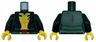 Torso Super Hero Costume Jacket over Yellow Shirt with Orange Highlights, Black Stripes with Red Belt Buckle and Green Sash Pattern / Dark Green Arms / Yellow Hands