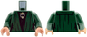 Torso Female Robe with Gathers over Black Dress, Gold, Metallic Light Blue and Silver Brooch Pattern / Dark Green Arms / Light Nougat Hands