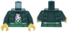 Torso Female Cropped Jacket Open with Panels, Green Wrap Shirt with Waistband, White Undershirt with Dark Red Flowers, Black Neck Pattern / Dark Green Arms / Yellow Hands