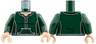 Torso Female Henley Shirt with Black and White Trim, Buttons and Kangaroo Pocket, Light Nougat Neck Pattern / Dark Green Arms / Light Nougat Hands